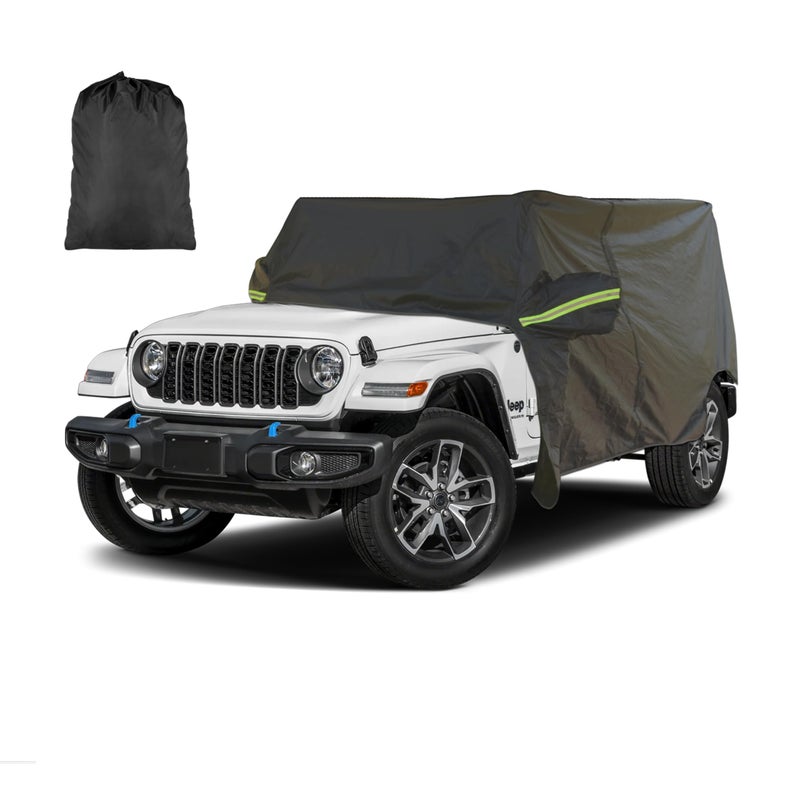 INSAUTO Waterproof Cab Cover for Jeep Wrangler 4-Door (2007-2025), All-Weather Sun, Rain & Snow Protection, UV Resistant, Windproof Outdoor Car Cover with Driver Door Zipper, Perfect for Top-Off Use - Image 1